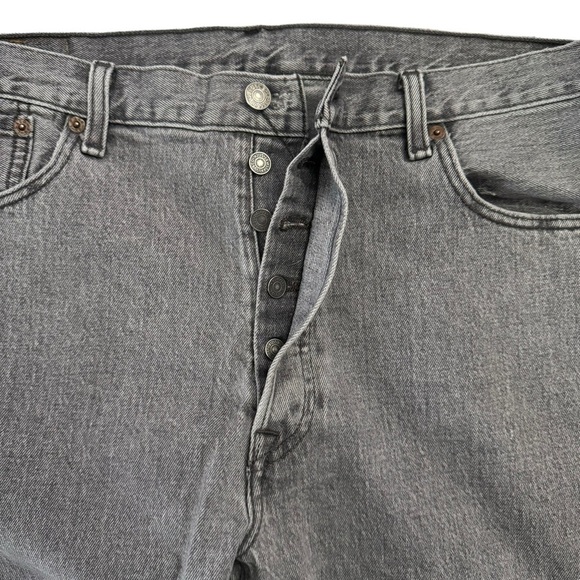 Levi's 501 Original Fit Grey Straight Leg Retro Rigid Denim Jeans Button Fly 36 - Picture 5 of 16